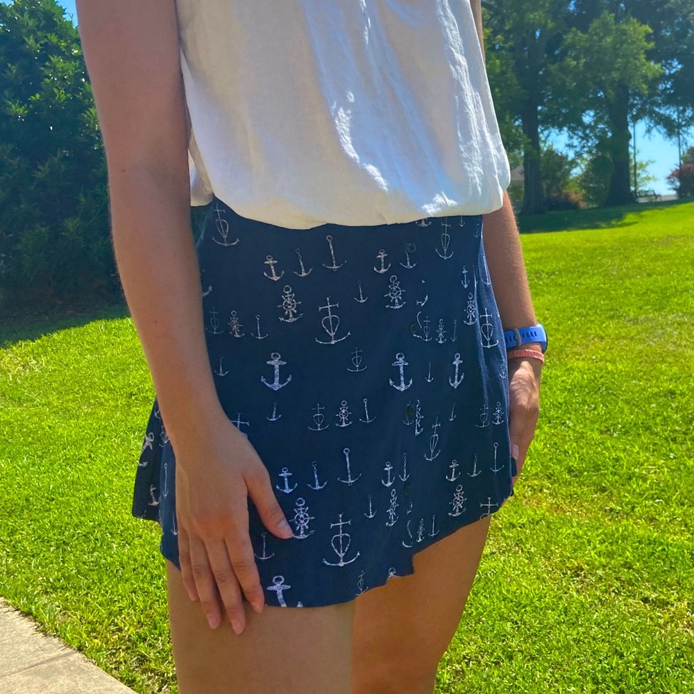Button up Anchor Mini Skirt